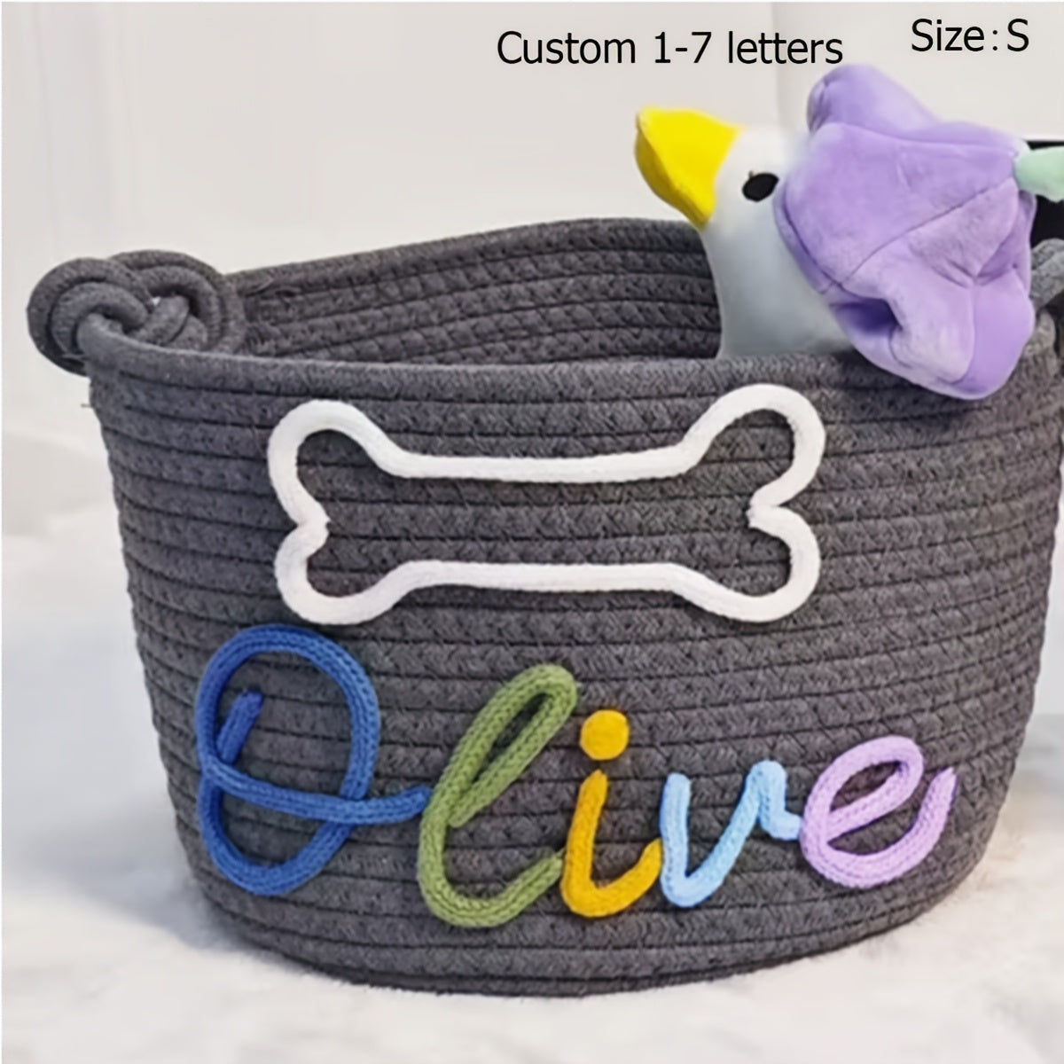 1pc Personalized Custom Letter Dog Toy Basket, Pet Toy Storage Basket, Pet Name Gift Basket, Home Storage Basket, Easter Gift, Shelf Baskets