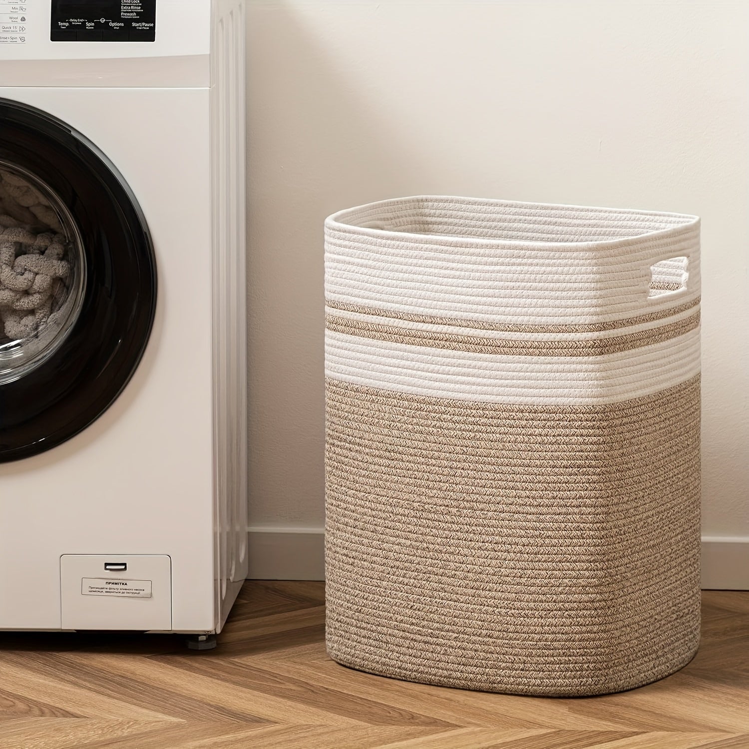 1-2pcs Laundry Hamper - Cube Laundry Basket, Tall Storage Basket with Handles, Decorative Blanket Basket for Living Room, Collapsible Large Toy Basket for Storage, Pillows, Clothes - Grey & Brown & Black, Shelf Baskets