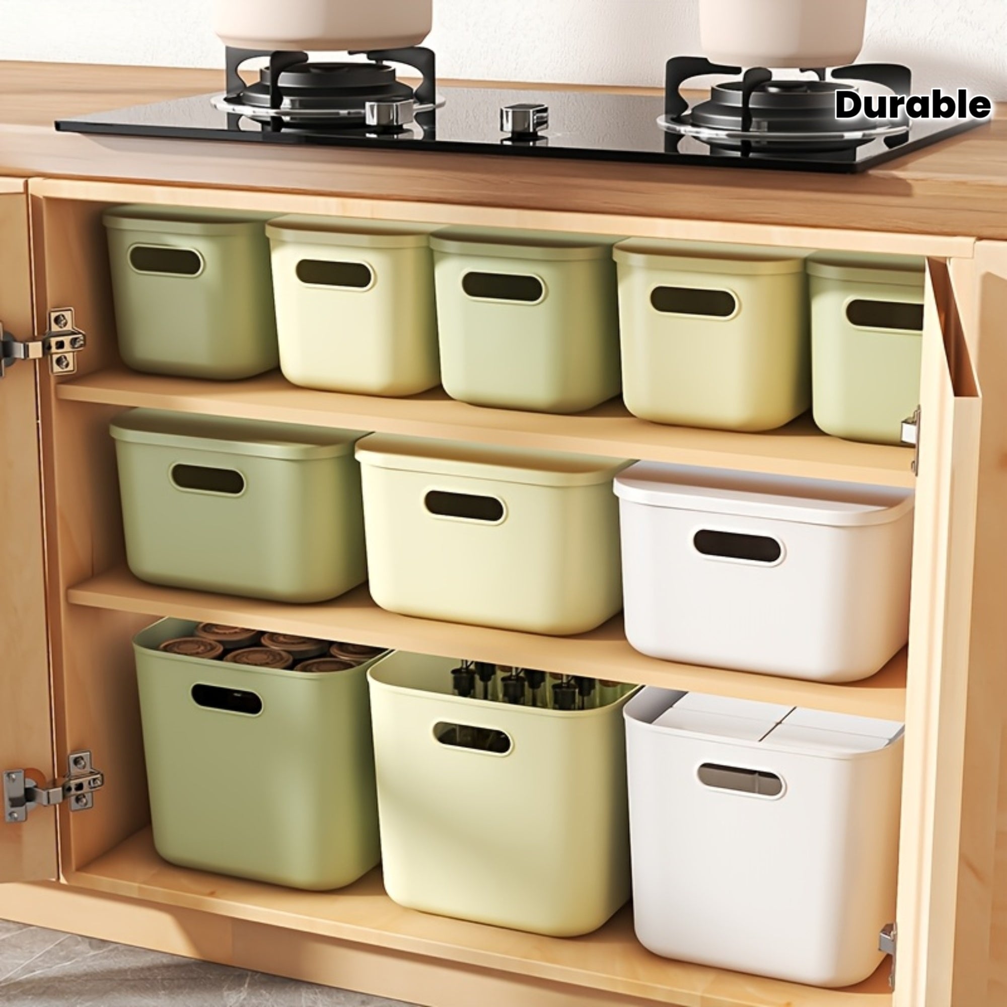 2\u002F3\u002F6-pack clothing storage box, window storage box, durable plastic organizer box with lid and can be stacked. Suitable for kitchen, bathroom, school, countertop use., Shelf Baskets