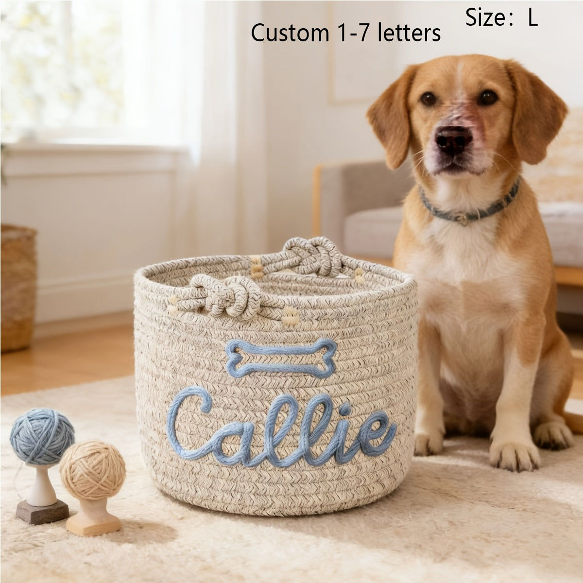1pc Personalized Custom Letter Dog Toy Basket, Pet Toy Storage Basket, Pet Name Gift Basket, Home Storage Basket, Easter Gift, Shelf Baskets