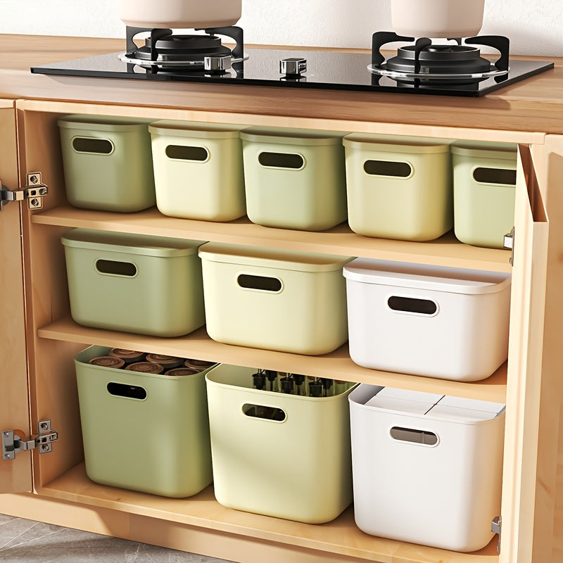 2\u002F3\u002F6-pack clothing storage box, window storage box, durable plastic organizer box with lid and can be stacked. Suitable for kitchen, bathroom, school, countertop use., Shelf Baskets