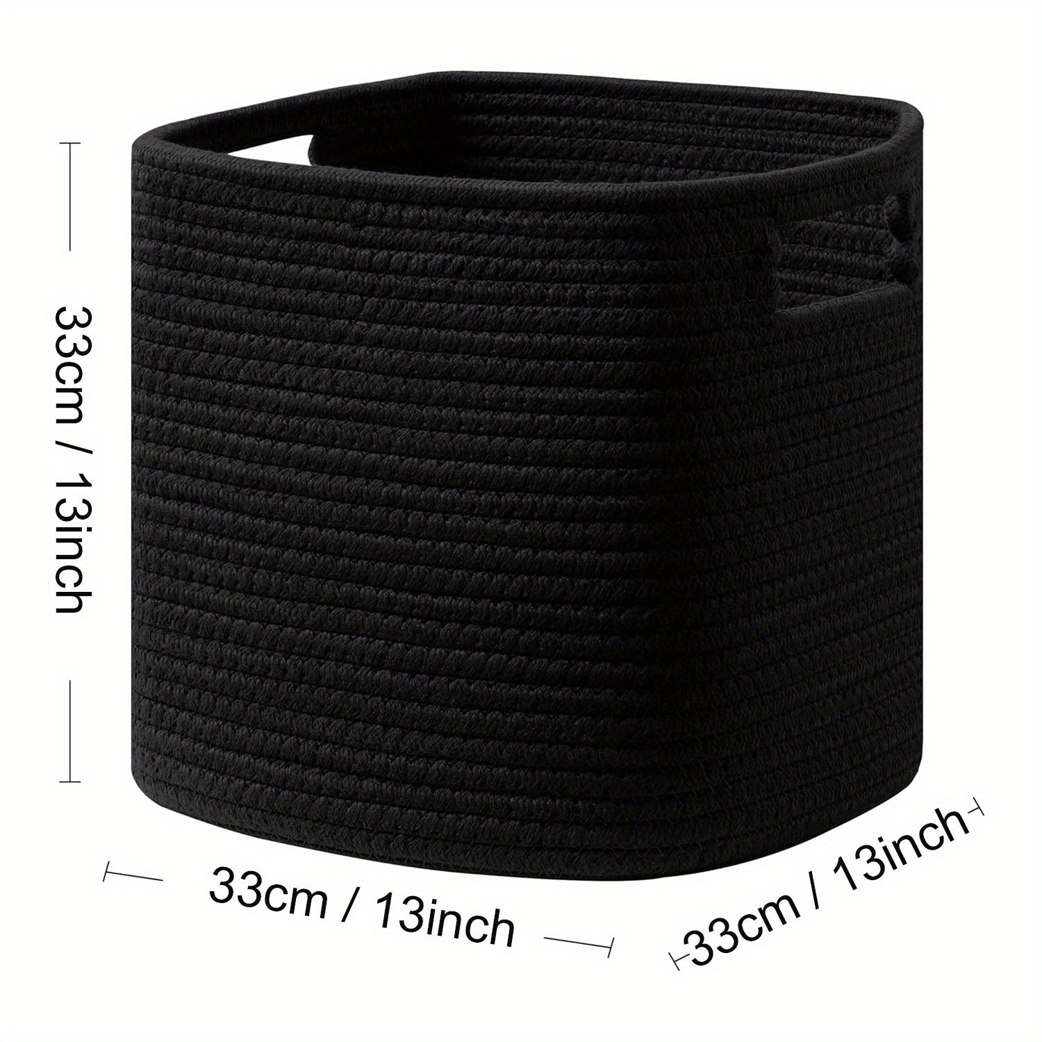 13x13x13 Inch Woven Rope Basket with Handles - Sturdy Storage Organizer for Books, Magazines, and More - Perfect for Shelves, Home Office, or Dorm Use, Book Storage Basket, Dorm Room Organizer, Casual Style Basket, Sturdy Handle Basket