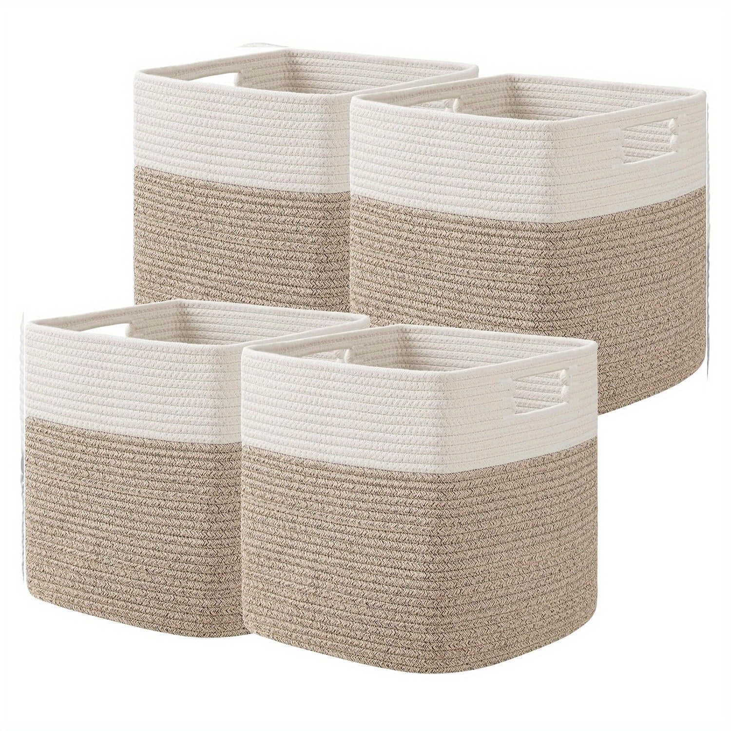 13x13x13 Inch Woven Rope Basket with Handles - Sturdy Storage Organizer for Books, Magazines, and More - Perfect for Shelves, Home Office, or Dorm Use, Book Storage Basket, Dorm Room Organizer, Casual Style Basket, Sturdy Handle Basket