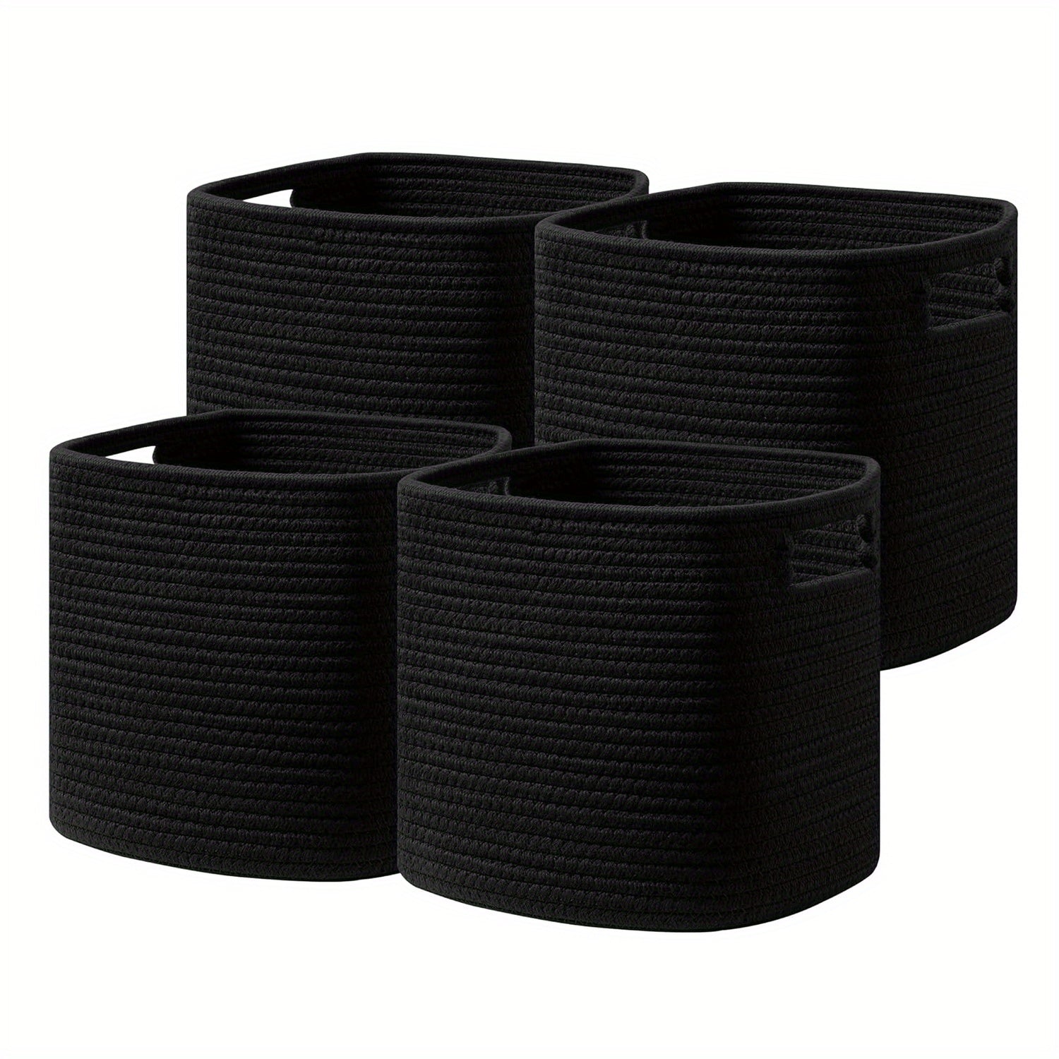 13x13x13 Inch Woven Rope Basket with Handles - Sturdy Storage Organizer for Books, Magazines, and More - Perfect for Shelves, Home Office, or Dorm Use, Book Storage Basket, Dorm Room Organizer, Casual Style Basket, Sturdy Handle Basket