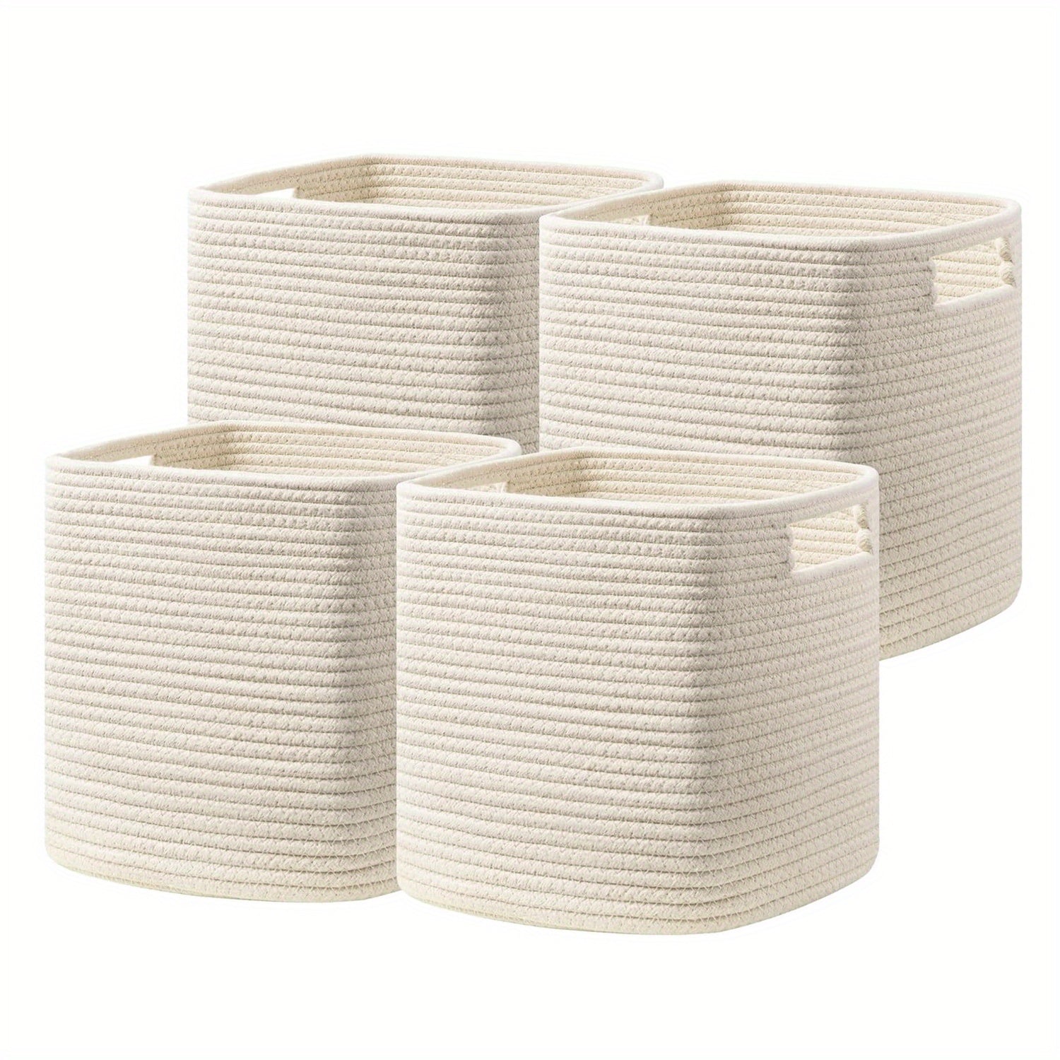 13x13x13 Inch Woven Rope Basket with Handles - Sturdy Storage Organizer for Books, Magazines, and More - Perfect for Shelves, Home Office, or Dorm Use, Book Storage Basket, Dorm Room Organizer, Casual Style Basket, Sturdy Handle Basket