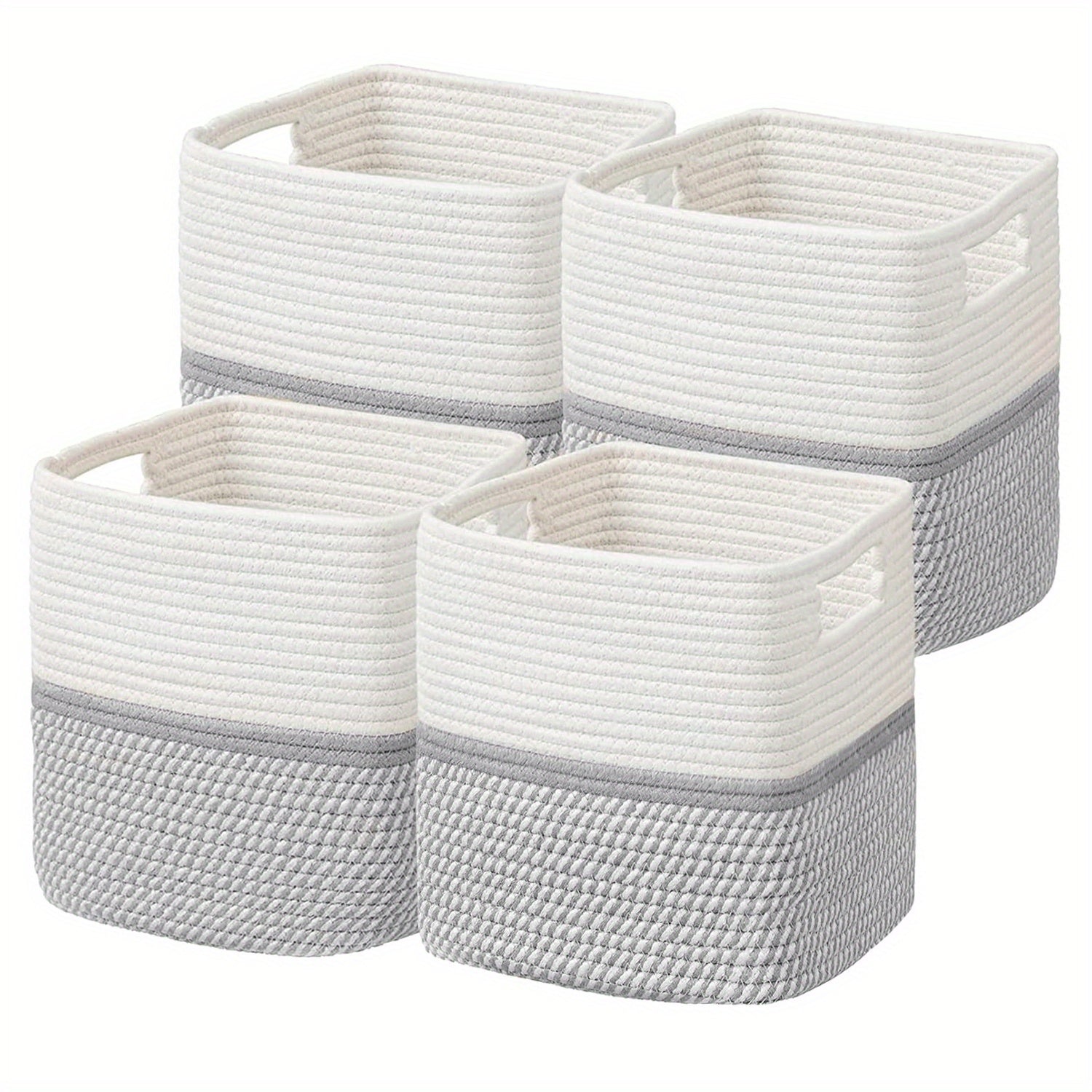 13x13x13 Inch Woven Rope Basket with Handles - Sturdy Storage Organizer for Books, Magazines, and More - Perfect for Shelves, Home Office, or Dorm Use, Book Storage Basket, Dorm Room Organizer, Casual Style Basket, Sturdy Handle Basket