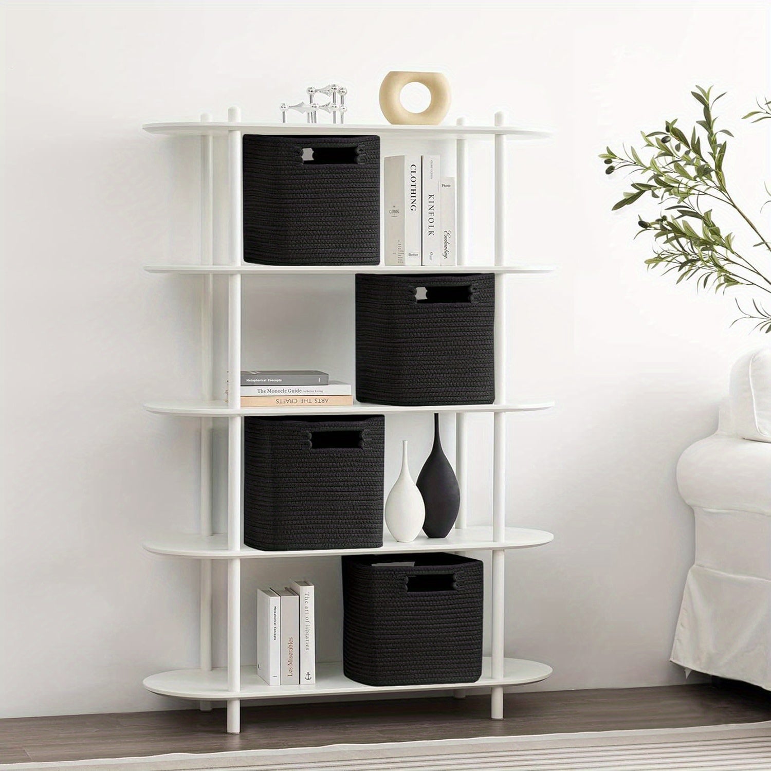 13x13x13 Inch Woven Rope Basket with Handles - Sturdy Storage Organizer for Books, Magazines, and More - Perfect for Shelves, Home Office, or Dorm Use, Book Storage Basket, Dorm Room Organizer, Casual Style Basket, Sturdy Handle Basket