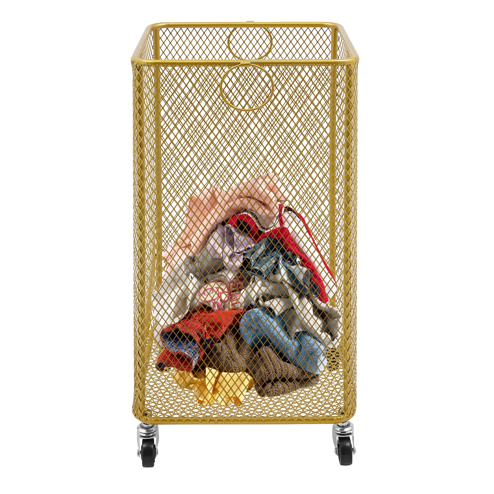 GDRASUYA10 Rolling Laundry Basket, 11.81*11.81*21.65inch Golden Laundry Basket