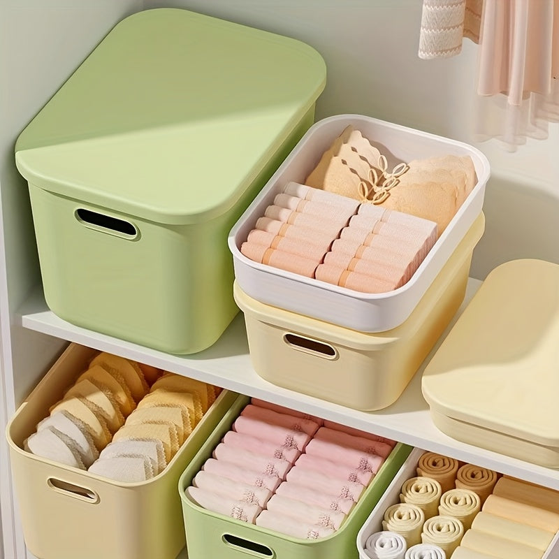 2\u002F3\u002F6-pack clothing storage box, window storage box, durable plastic organizer box with lid and can be stacked. Suitable for kitchen, bathroom, school, countertop use., Shelf Baskets