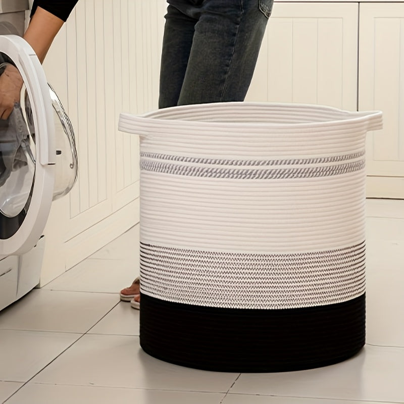 Large Round Woven Storage Basket Hamper with Sturdy Handles - Extra Large 20x18in (21.13gal) or 21x19in (26.42gal) Suitable for Laundry, Toys, Blankets, Clothes Basket for, Living Room, Bedroom - Decorative Furniture Basket