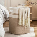 1-2pcs Laundry Hamper - Cube Laundry Basket, Tall Storage Basket with Handles, Decorative Blanket Basket for Living Room, Collapsible Large Toy Basket for Storage, Pillows, Clothes - Grey & Brown & Black, Shelf Baskets