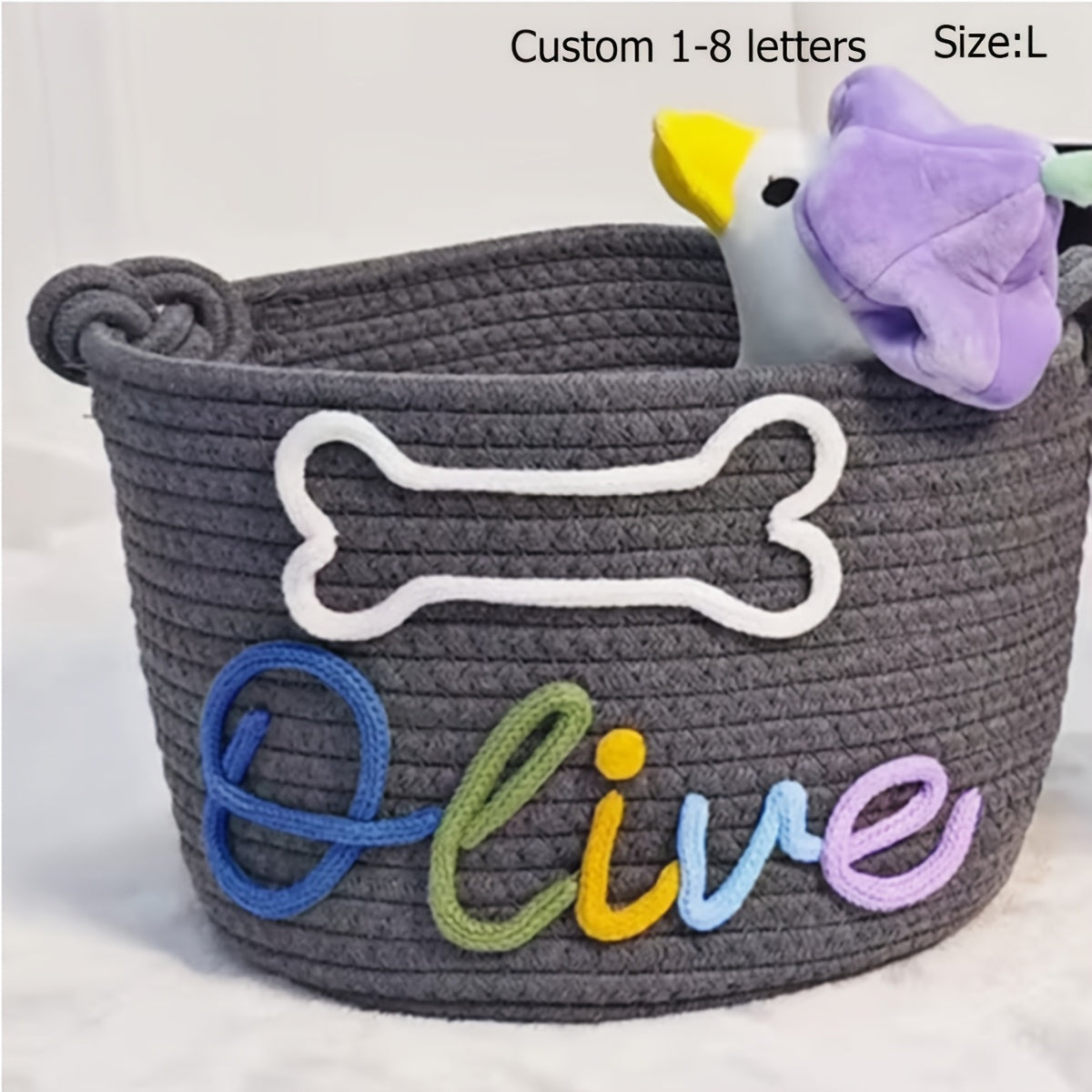 1pc Personalized Custom Letter Dog Toy Basket, Pet Toy Storage Basket, Pet Name Gift Basket, Home Storage Basket, Easter Gift, Shelf Baskets