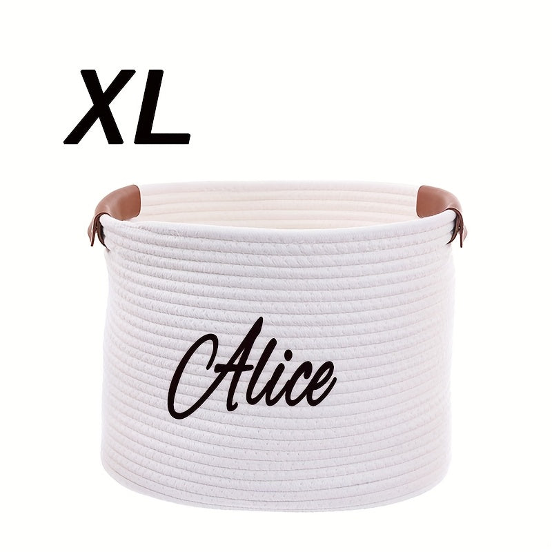 Customizable Woven Storage Basket with Rope Handles – Personalized Decorative Organizer for Laundry, Toys, and Home Decor – Perfect Gift for Any Occasion, Laundry Basket, Shelf Baskets