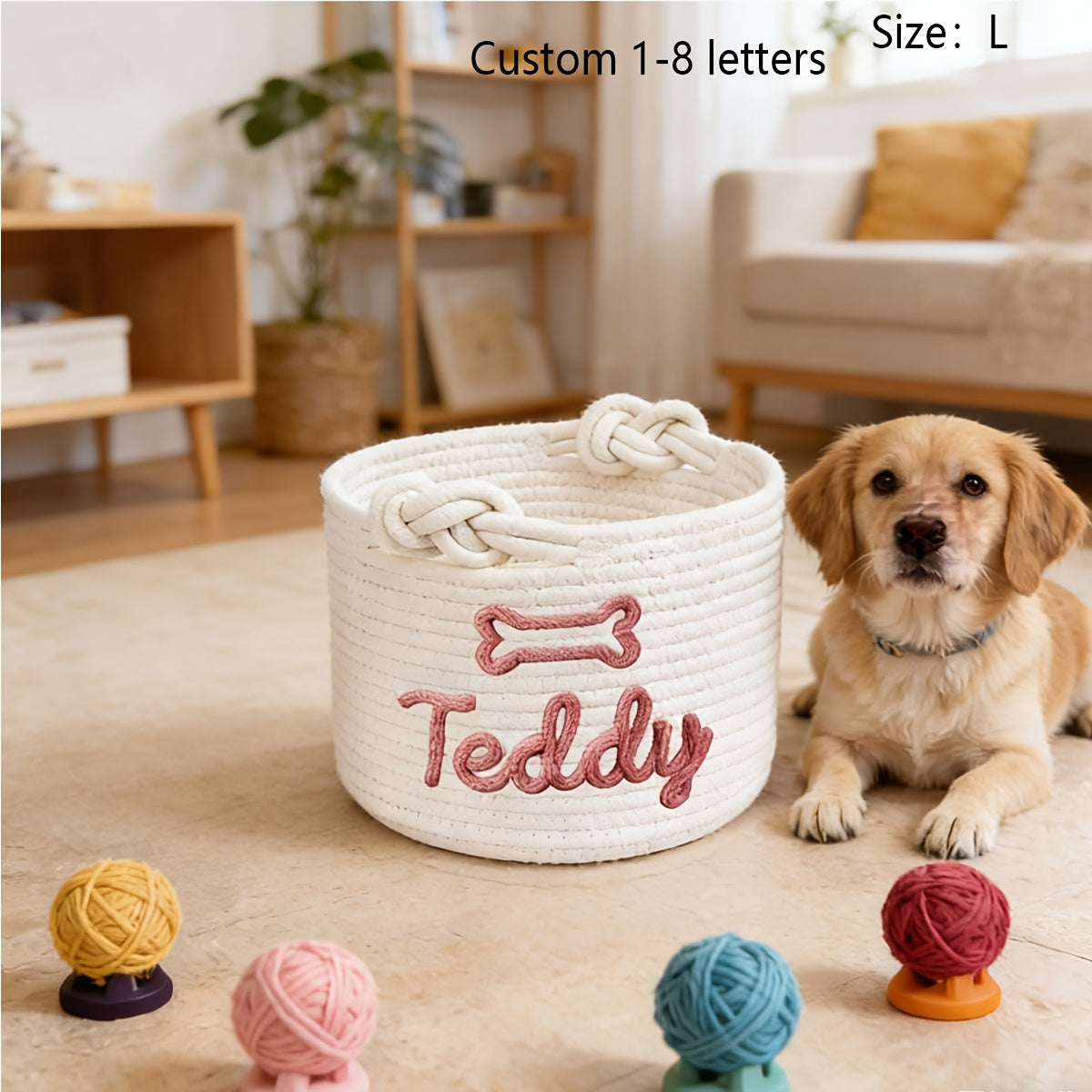 1pc Personalized Custom Letter Dog Toy Basket, Pet Toy Storage Basket, Pet Name Gift Basket, Home Storage Basket, Easter Gift, Shelf Baskets