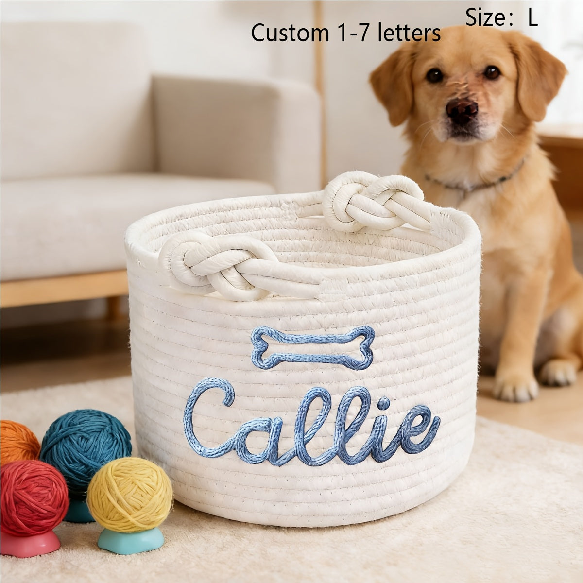 1pc Personalized Custom Letter Dog Toy Basket, Pet Toy Storage Basket, Pet Name Gift Basket, Home Storage Basket, Easter Gift, Shelf Baskets