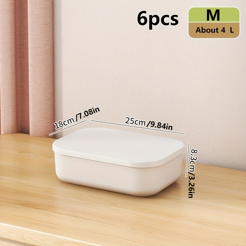 2\u002F3\u002F6-pack clothing storage box, window storage box, durable plastic organizer box with lid and can be stacked. Suitable for kitchen, bathroom, school, countertop use., Shelf Baskets