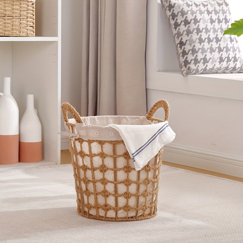 Hand Laundry Hamper Storage Basket with Two Handles, for Dirty Clothes Sundries,, Versatile Organizer for Home College Dorms and Nurseries Stylish Design for Tidy Spaces, Lightweight Portable Design for Bedroom Bathroom Dorm and More, Laundry Baskets