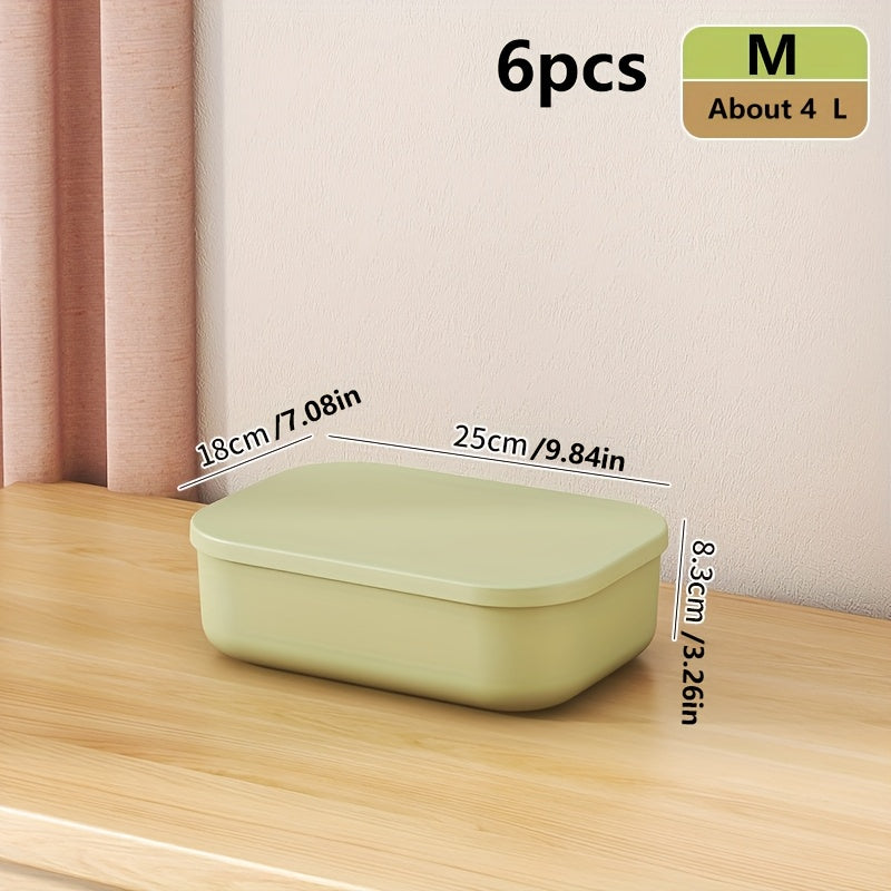 2\u002F3\u002F6-pack clothing storage box, window storage box, durable plastic organizer box with lid and can be stacked. Suitable for kitchen, bathroom, school, countertop use., Shelf Baskets