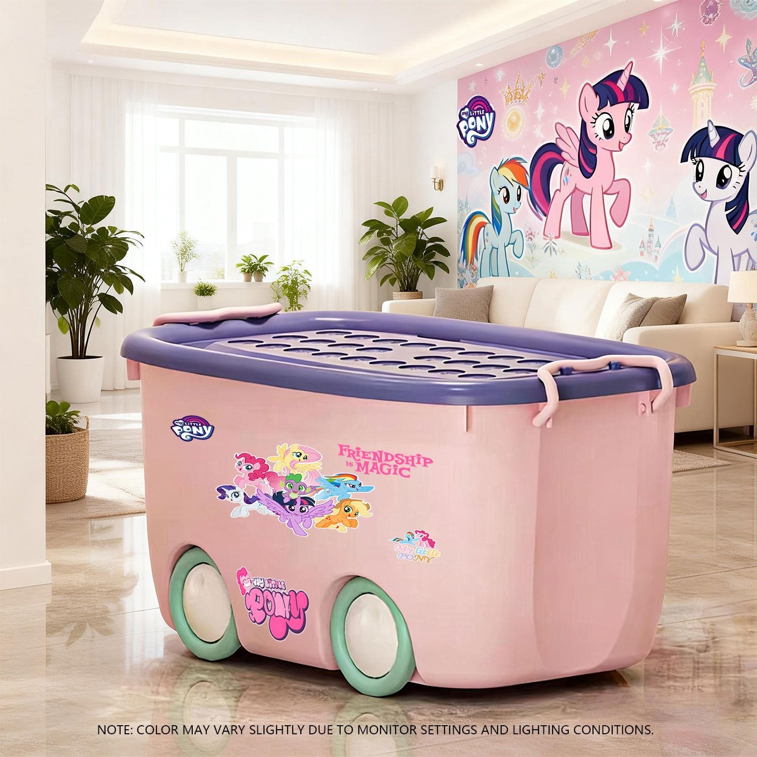 My Little Pony Lid Storage Box - Ideal for Storing Miscellaneous Items and Clothing, Easy to Carry and Clean, Suitable for Living Rooms, Bedrooms, and Studies