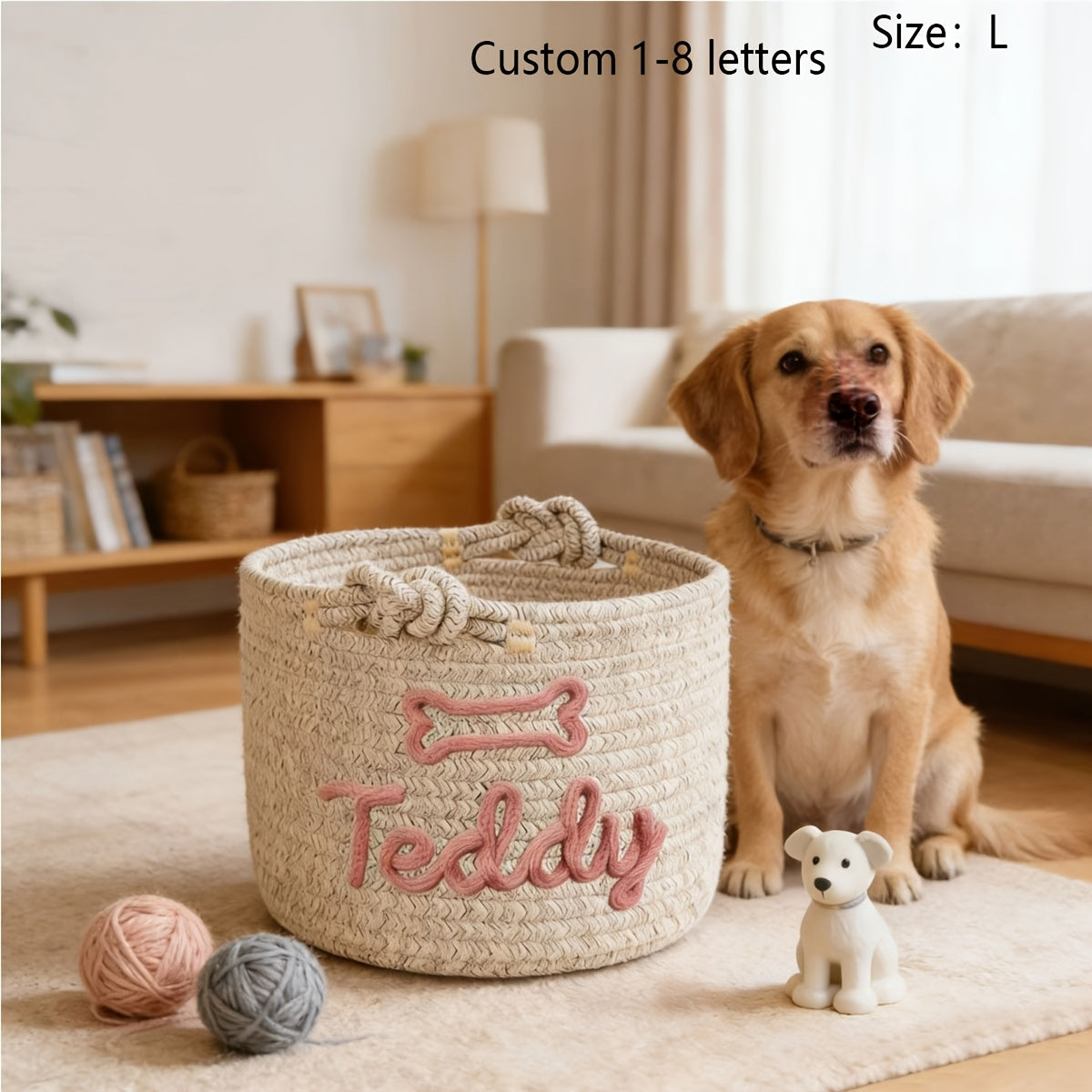 1pc Personalized Custom Letter Dog Toy Basket, Pet Toy Storage Basket, Pet Name Gift Basket, Home Storage Basket, Easter Gift, Shelf Baskets