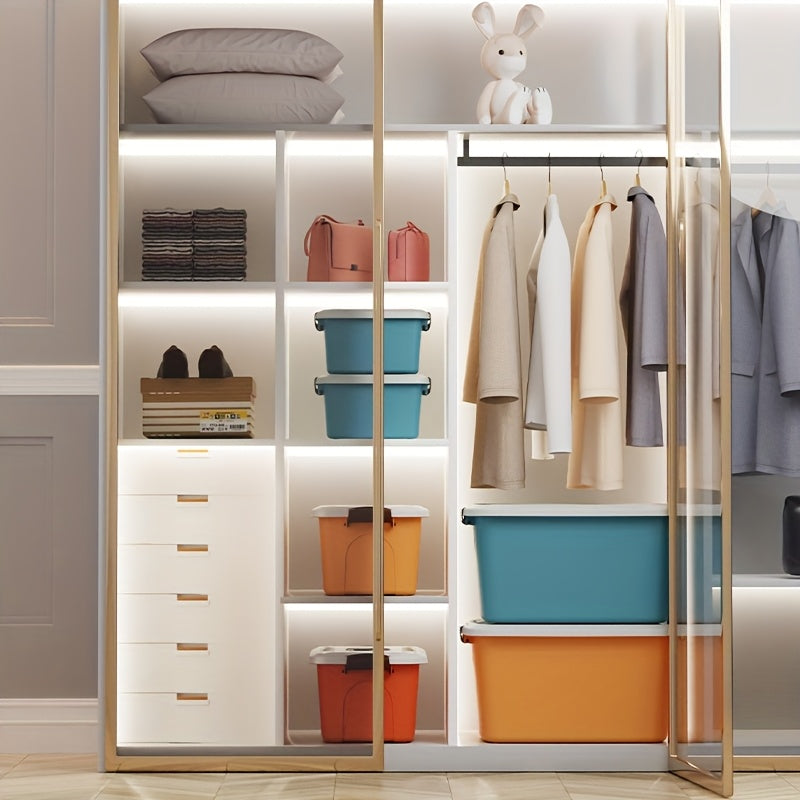 3pcs Colorful Thickened Plastic Storage Box with Lid And Handle, Perfect for Car Trunk, Home Wardrobe, Office Books, Bathroom Essentials, Snack And Medicine Organizer, Halloween, Christmas Decorations, Storage Bins for Home Organization