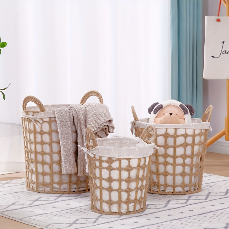 Hand Laundry Hamper Storage Basket with Two Handles, for Dirty Clothes Sundries,, Versatile Organizer for Home College Dorms and Nurseries Stylish Design for Tidy Spaces, Lightweight Portable Design for Bedroom Bathroom Dorm and More, Laundry Baskets