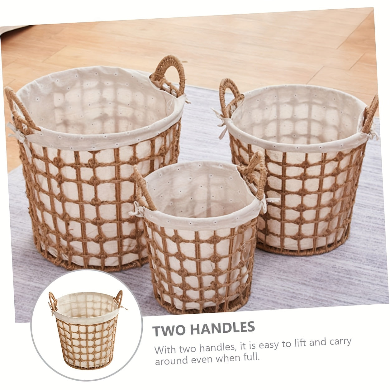 Hand Laundry Hamper Storage Basket with Two Handles, for Dirty Clothes Sundries,, Versatile Organizer for Home College Dorms and Nurseries Stylish Design for Tidy Spaces, Lightweight Portable Design for Bedroom Bathroom Dorm and More, Laundry Baskets