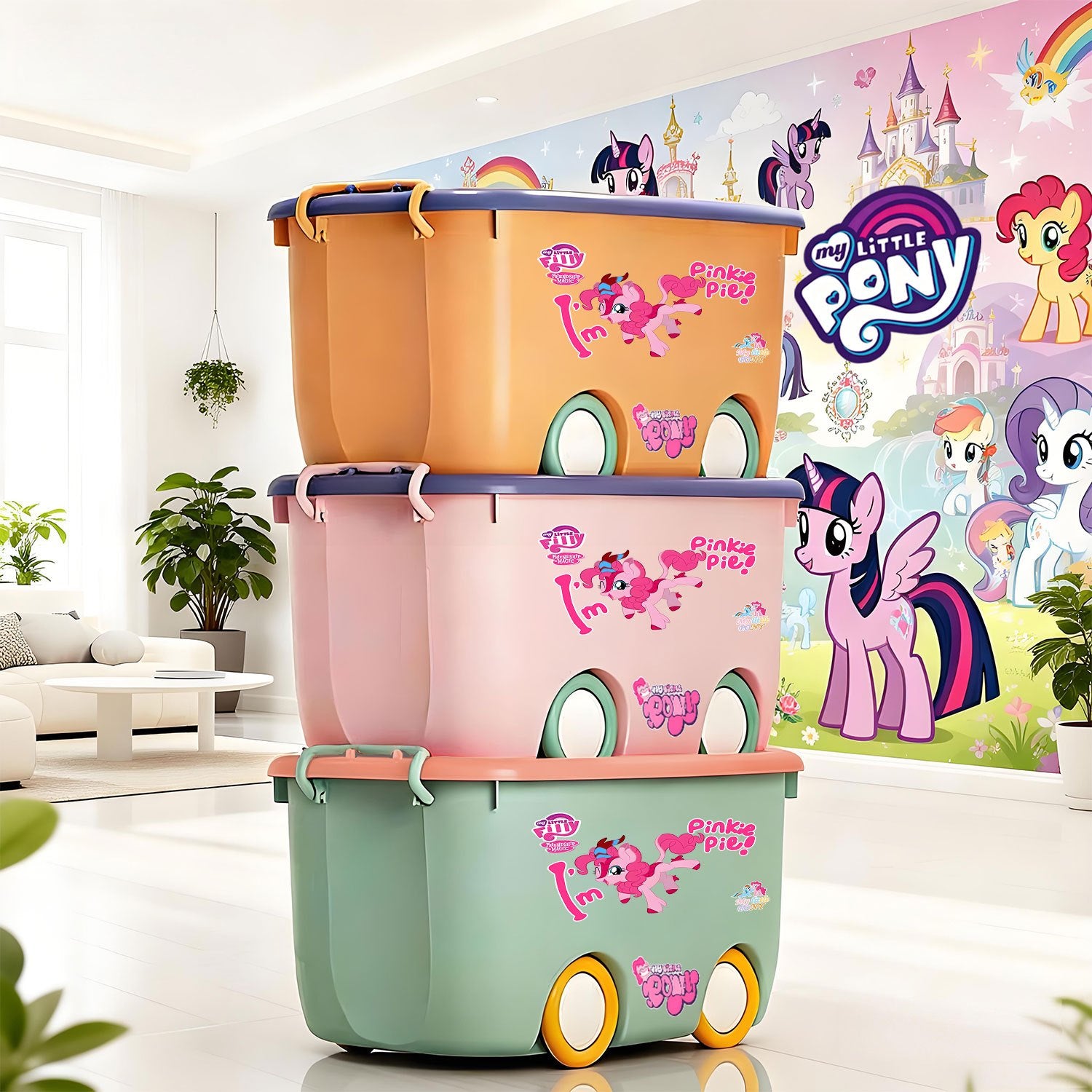 My Little Pony Lid Storage Box - Ideal for Storing Miscellaneous Items and Clothing, Easy to Carry and Clean, Suitable for Living Rooms, Bedrooms, and Studies