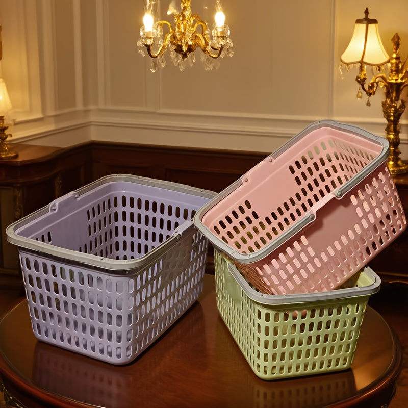 Set of 2 Multicolored Stackable Shopping Baskets with Handles\u002FStylish And Durable Storage Baskets for Supermarkets And Retail Stores\u002FSuitable for Kitchen, Bathroom, And Home Organization\u002FAs Well As Picnic And Harvesting