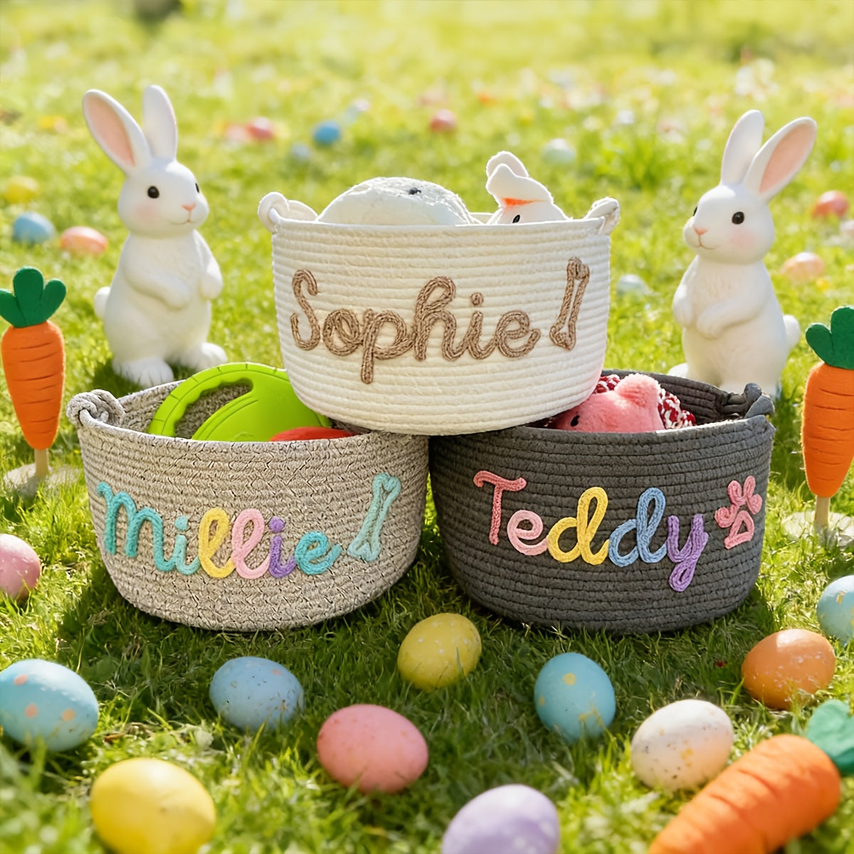 1pc Personalized Custom Letter Dog Toy Basket, Pet Toy Storage Basket, Pet Name Gift Basket, Home Storage Basket, Easter Gift, Shelf Baskets