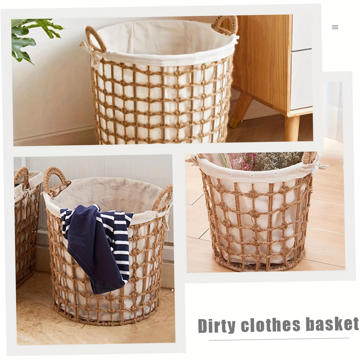 Hand Laundry Hamper Storage Basket with Two Handles, for Dirty Clothes Sundries,, Versatile Organizer for Home College Dorms and Nurseries Stylish Design for Tidy Spaces, Lightweight Portable Design for Bedroom Bathroom Dorm and More, Laundry Baskets