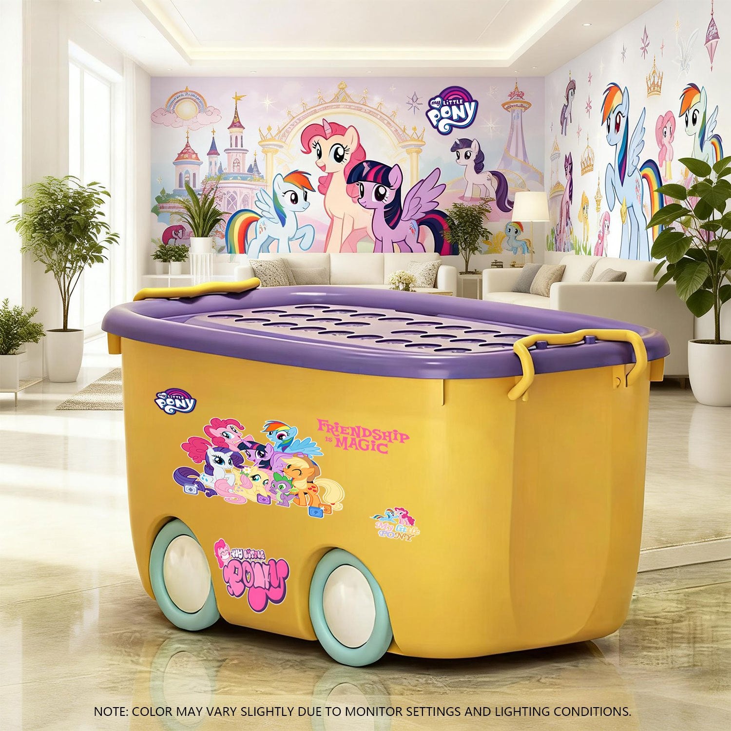 My Little Pony Lid Storage Box - Ideal for Storing Miscellaneous Items and Clothing, Easy to Carry and Clean, Suitable for Living Rooms, Bedrooms, and Studies