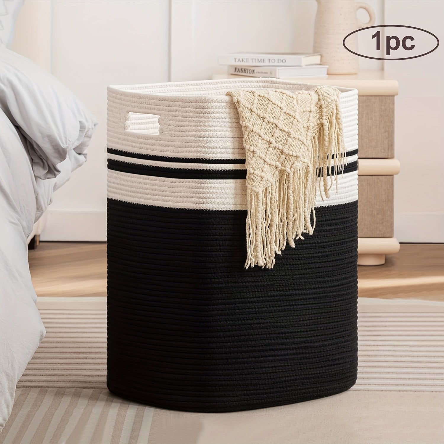 1-2pcs Laundry Hamper - Cube Laundry Basket, Tall Storage Basket with Handles, Decorative Blanket Basket for Living Room, Collapsible Large Toy Basket for Storage, Pillows, Clothes - Grey & Brown & Black, Shelf Baskets