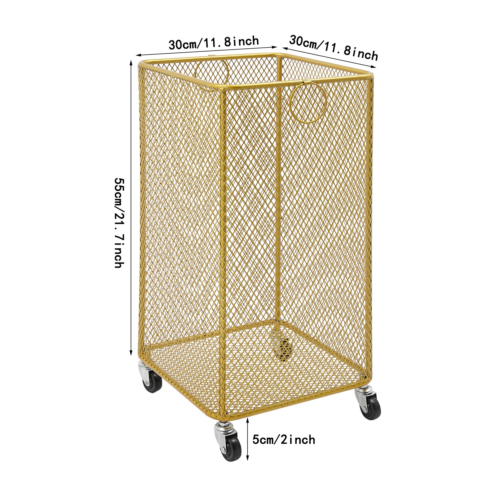 GDRASUYA10 Rolling Laundry Basket, 11.81*11.81*21.65inch Golden Laundry Basket