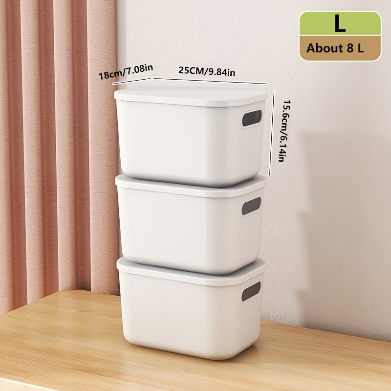 2\u002F3\u002F6-pack clothing storage box, window storage box, durable plastic organizer box with lid and can be stacked. Suitable for kitchen, bathroom, school, countertop use., Shelf Baskets