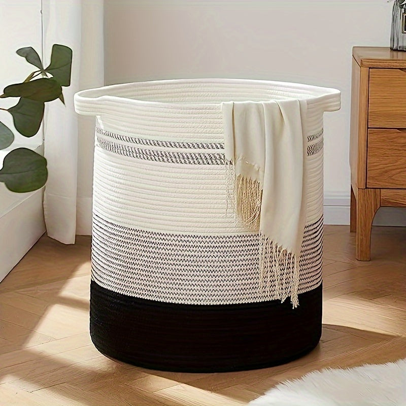 Large Round Woven Storage Basket Hamper with Sturdy Handles - Extra Large 20x18in (21.13gal) or 21x19in (26.42gal) Suitable for Laundry, Toys, Blankets, Clothes Basket for, Living Room, Bedroom - Decorative Furniture Basket