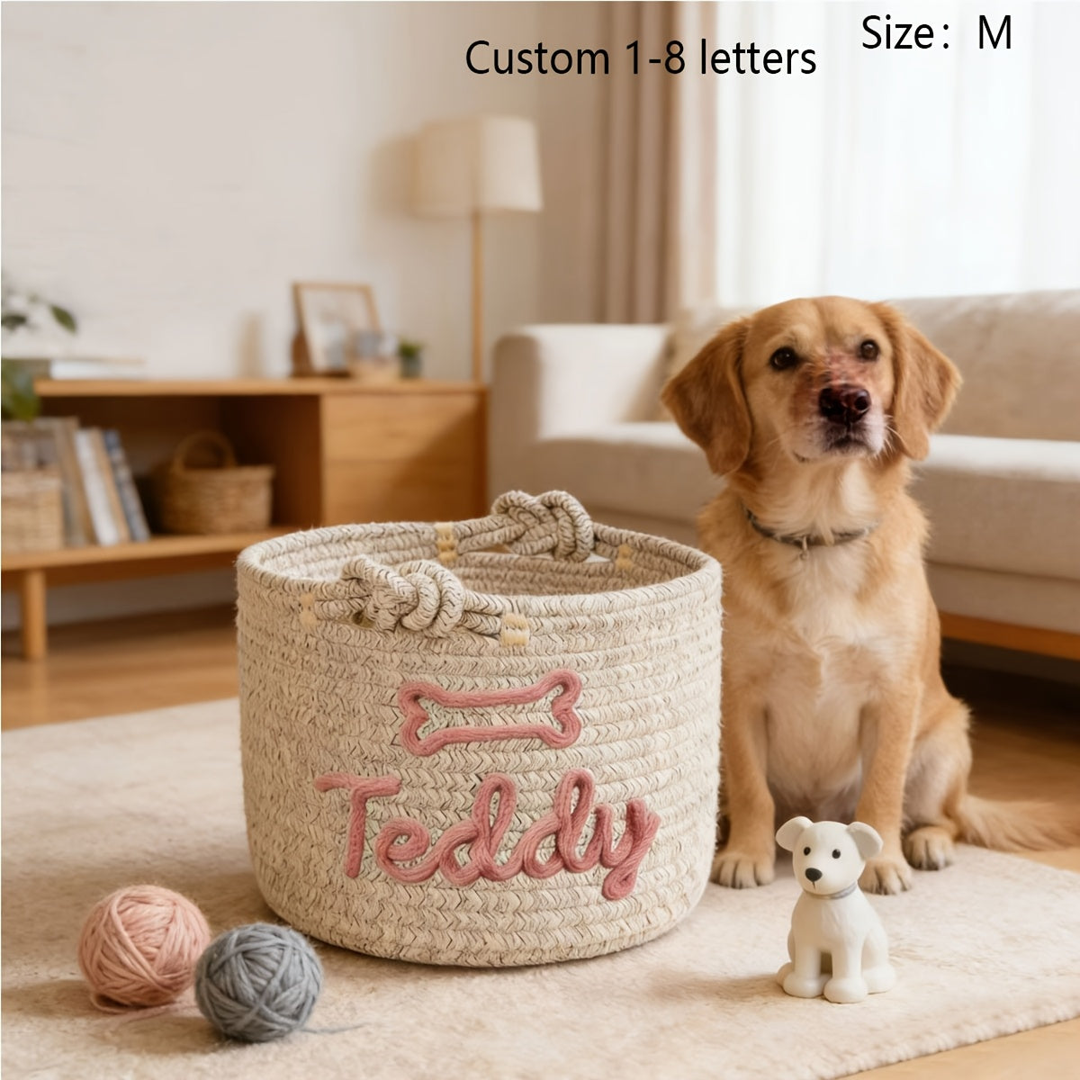 1pc Personalized Custom Letter Dog Toy Basket, Pet Toy Storage Basket, Pet Name Gift Basket, Home Storage Basket, Easter Gift, Shelf Baskets