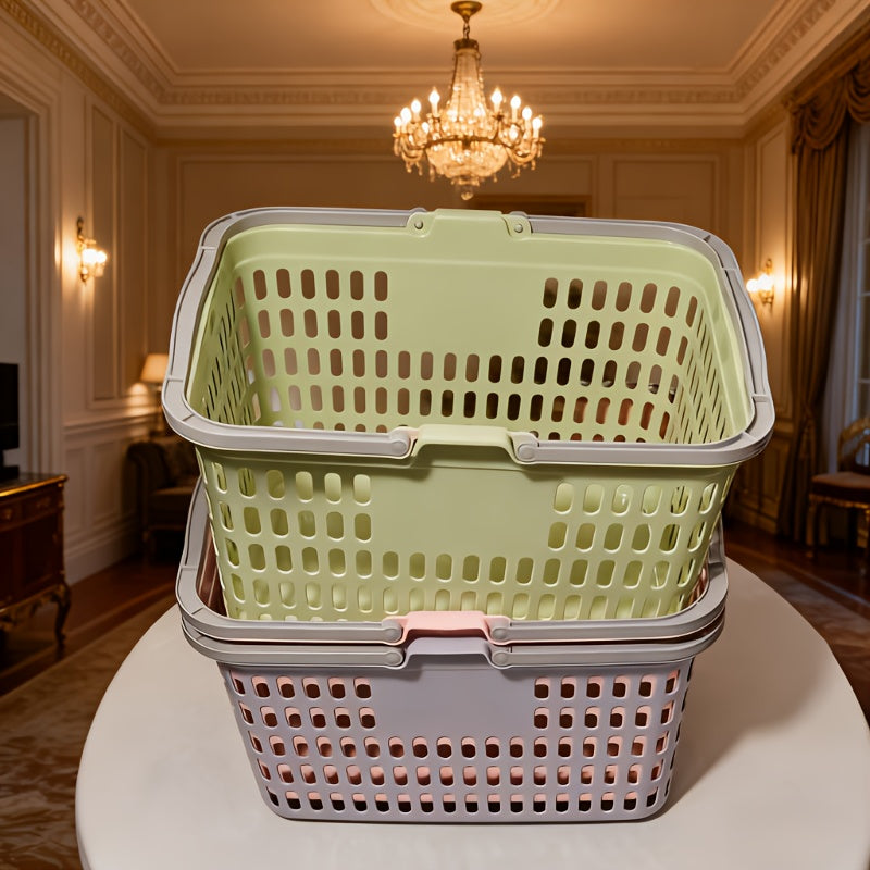 Set of 2 Multicolored Stackable Shopping Baskets with Handles\u002FStylish And Durable Storage Baskets for Supermarkets And Retail Stores\u002FSuitable for Kitchen, Bathroom, And Home Organization\u002FAs Well As Picnic And Harvesting