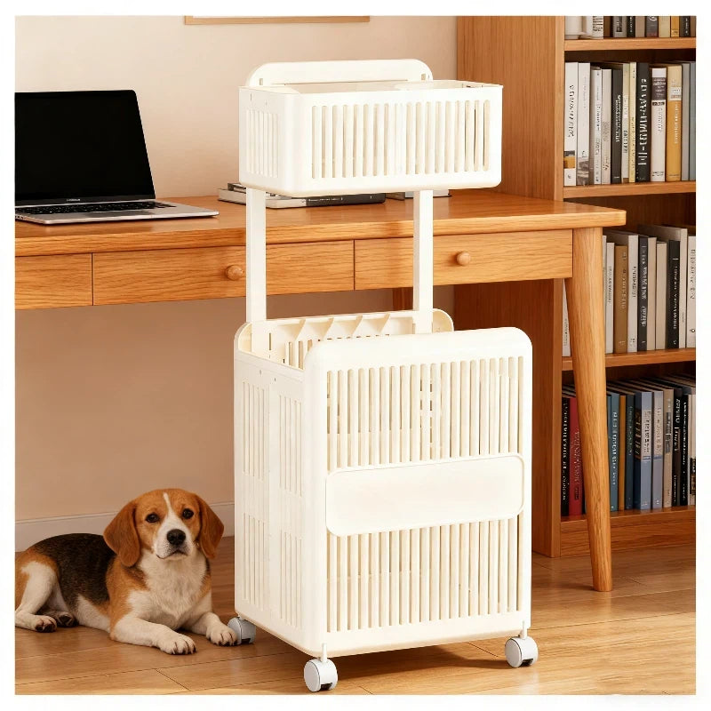 Multi-Purpose 3-Tier Foldable Storage Basket with Smooth Rolling Wheels, Durable Plastic Material for Bathroom, Kitchen & Bedroom Use – Space-Saving Design, Shelf Baskets