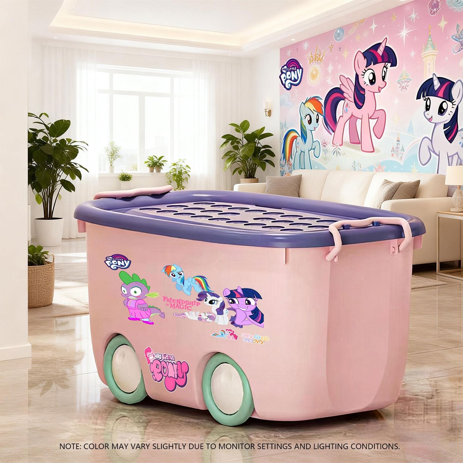 My Little Pony Lid Storage Box - Ideal for Storing Miscellaneous Items and Clothing, Easy to Carry and Clean, Suitable for Living Rooms, Bedrooms, and Studies