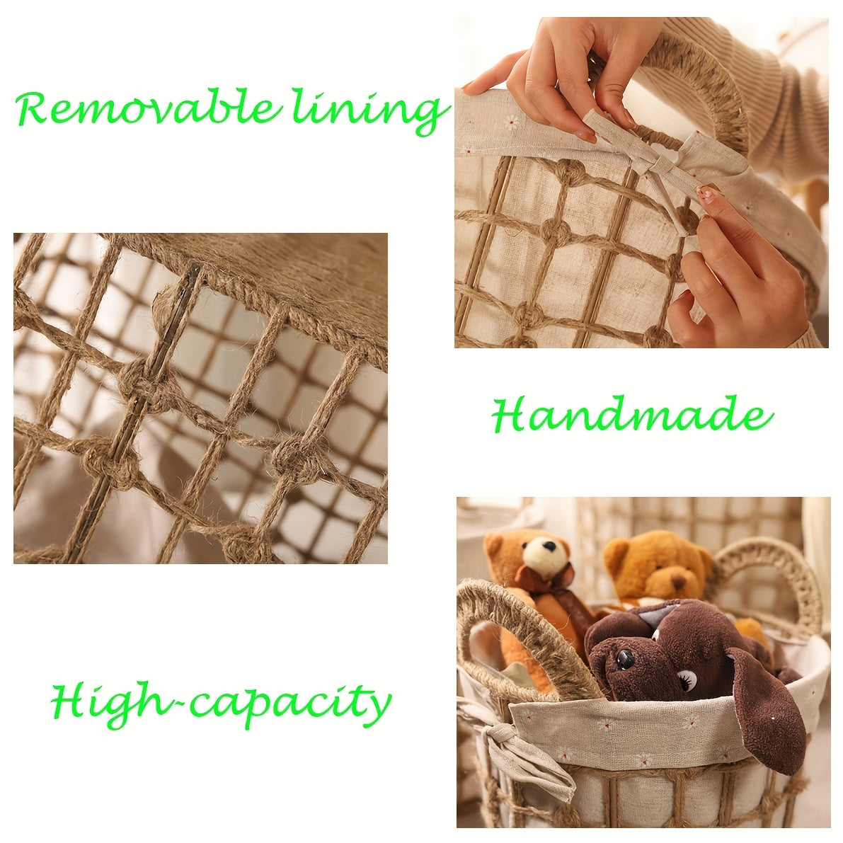 Hand Laundry Hamper Storage Basket with Two Handles, for Dirty Clothes Sundries,, Versatile Organizer for Home College Dorms and Nurseries Stylish Design for Tidy Spaces, Lightweight Portable Design for Bedroom Bathroom Dorm and More, Laundry Baskets