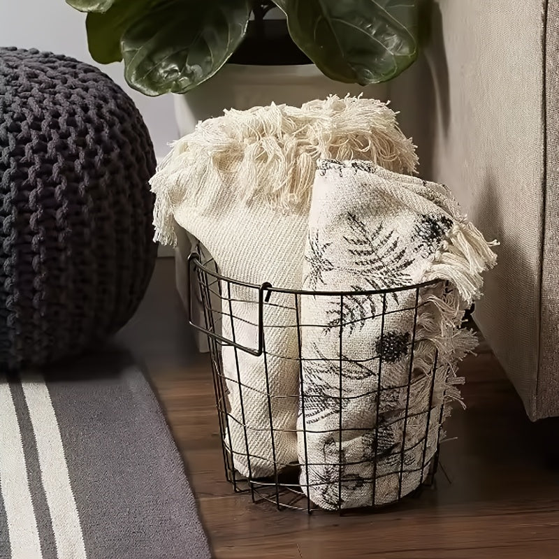 Storage Basket\u002FBlack Metal Wire\u002FMesh Laundry Basket