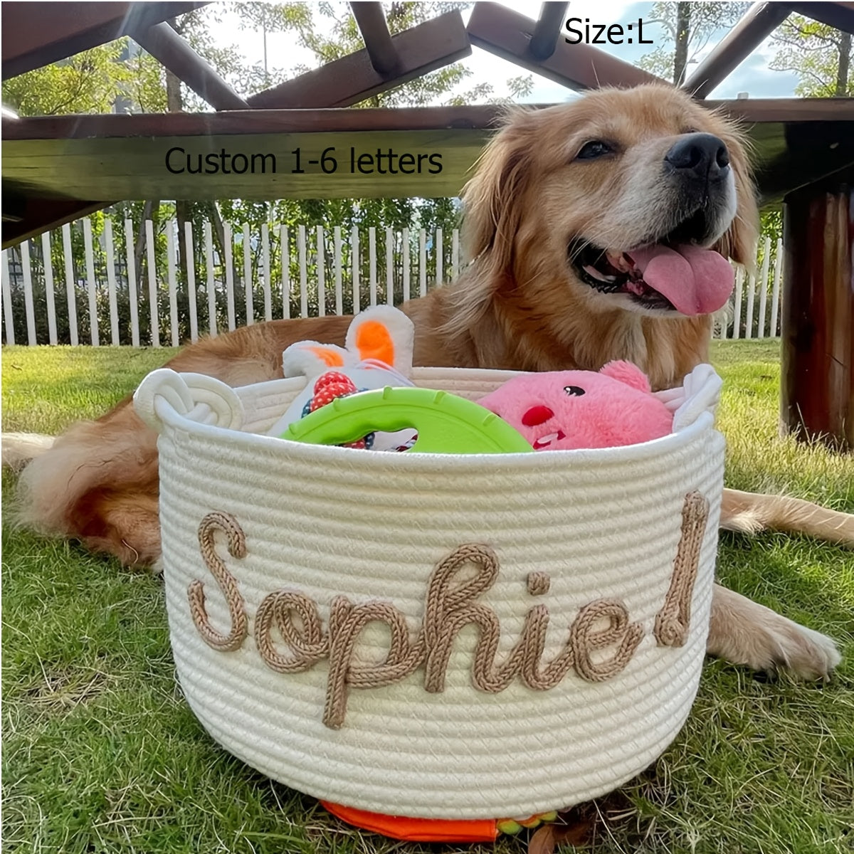 1pc Personalized Custom Letter Dog Toy Basket, Pet Toy Storage Basket, Pet Name Gift Basket, Home Storage Basket, Easter Gift, Shelf Baskets