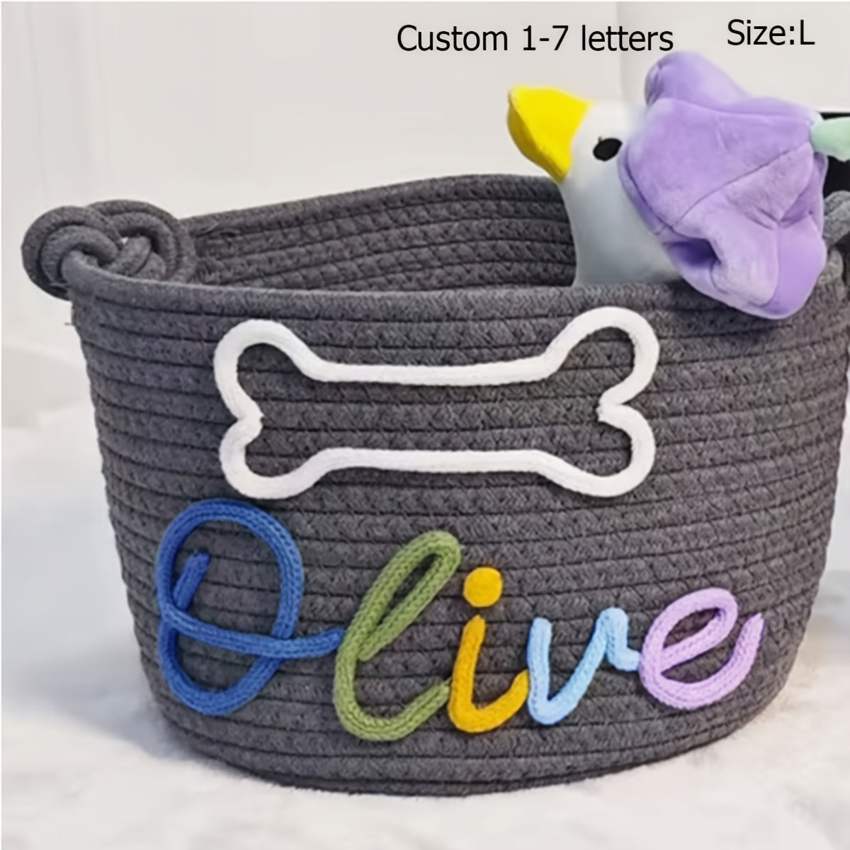 1pc Personalized Custom Letter Dog Toy Basket, Pet Toy Storage Basket, Pet Name Gift Basket, Home Storage Basket, Easter Gift, Shelf Baskets
