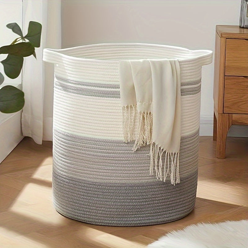 Large Round Woven Storage Basket Hamper with Sturdy Handles - Extra Large 20x18in (21.13gal) or 21x19in (26.42gal) Suitable for Laundry, Toys, Blankets, Clothes Basket for, Living Room, Bedroom - Decorative Furniture Basket