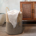 Hemp Rope Storage Basket with High Round Handle - Modern Zen Style Fabric Organizer for Home, Underwear, and Miscellaneous Items, Durable & Stylish Design, Shelf Baskets