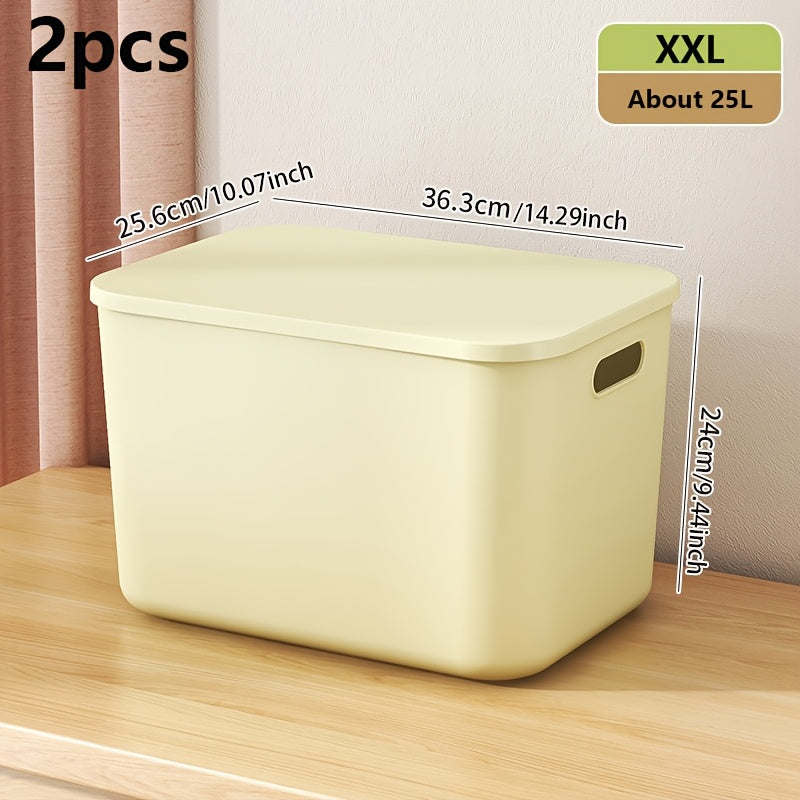 2\u002F3\u002F6-pack clothing storage box, window storage box, durable plastic organizer box with lid and can be stacked. Suitable for kitchen, bathroom, school, countertop use., Shelf Baskets