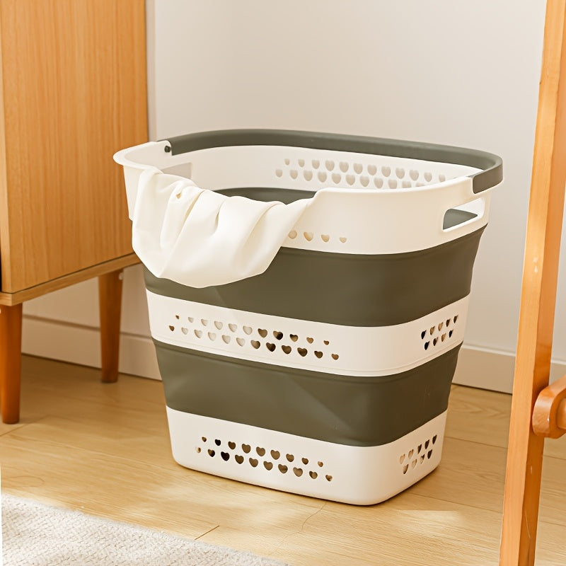 42 Collapsible Laundry Basket Hamper - Heavy-Duty Foldable Storage Bin with Handles, Space-Saving Modern Plastic Clothes Organizer Suitable for Dorm, Apartment, Bathroom & Travel - Multi-Room Storage Solution, Laundry Baskets