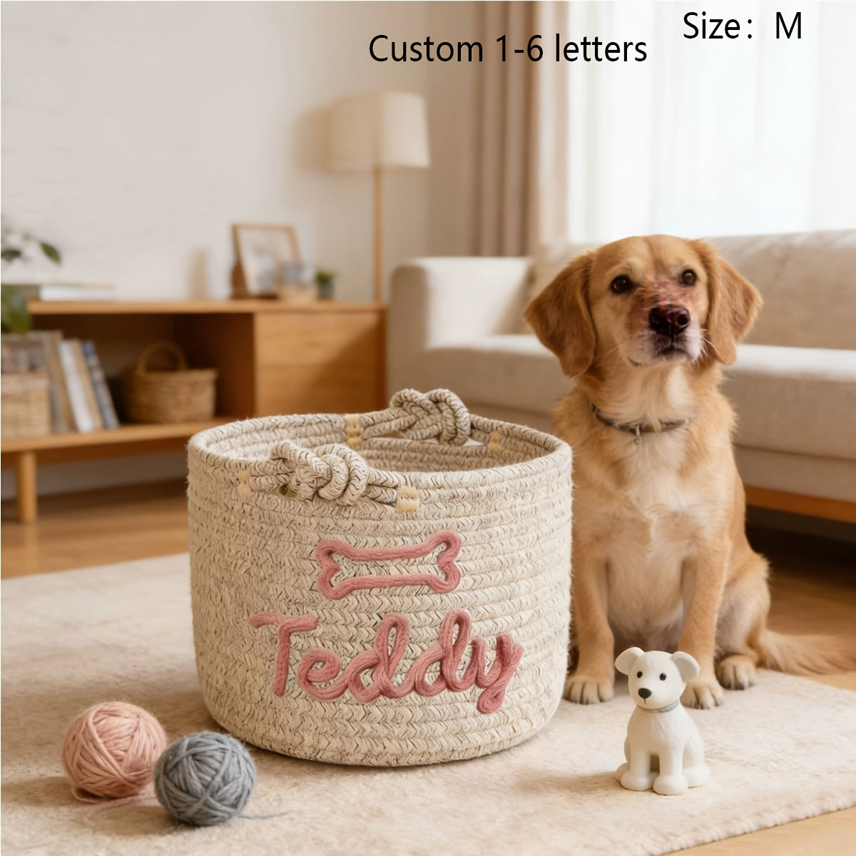 1pc Personalized Custom Letter Dog Toy Basket, Pet Toy Storage Basket, Pet Name Gift Basket, Home Storage Basket, Easter Gift, Shelf Baskets