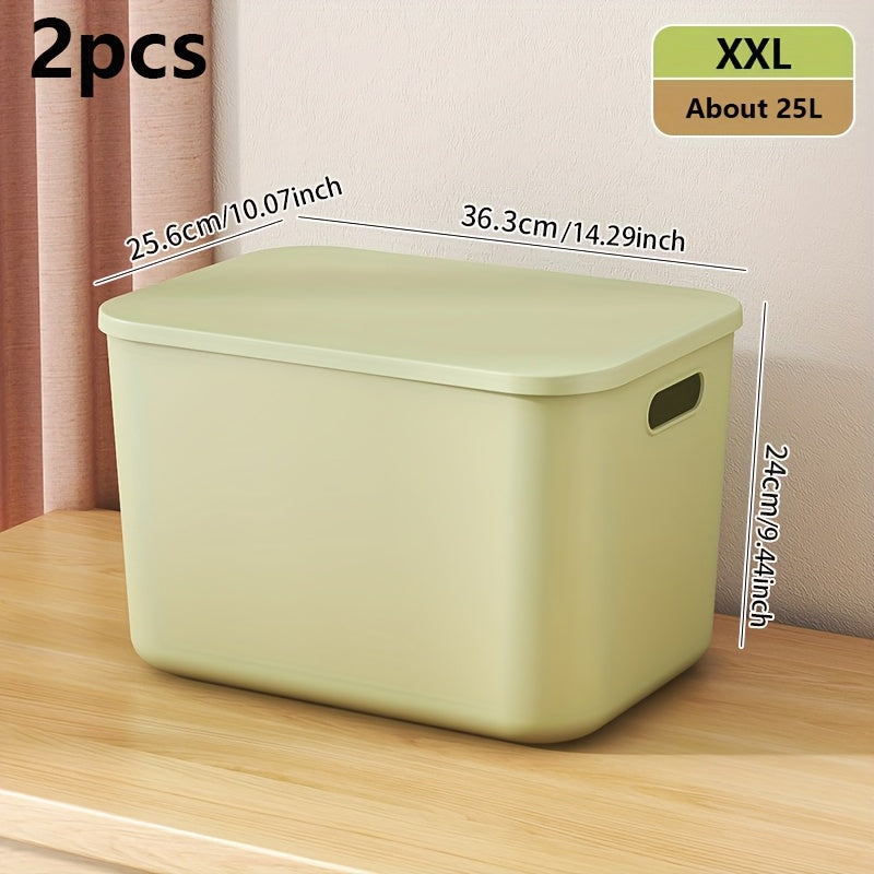 2\u002F3\u002F6-pack clothing storage box, window storage box, durable plastic organizer box with lid and can be stacked. Suitable for kitchen, bathroom, school, countertop use., Shelf Baskets